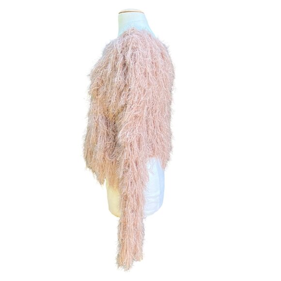 Dainty‎ Hooligan Pink Fluffy Long Eyelash Fringe Knit Sweater Womens Size Small - Picture 2 of 7